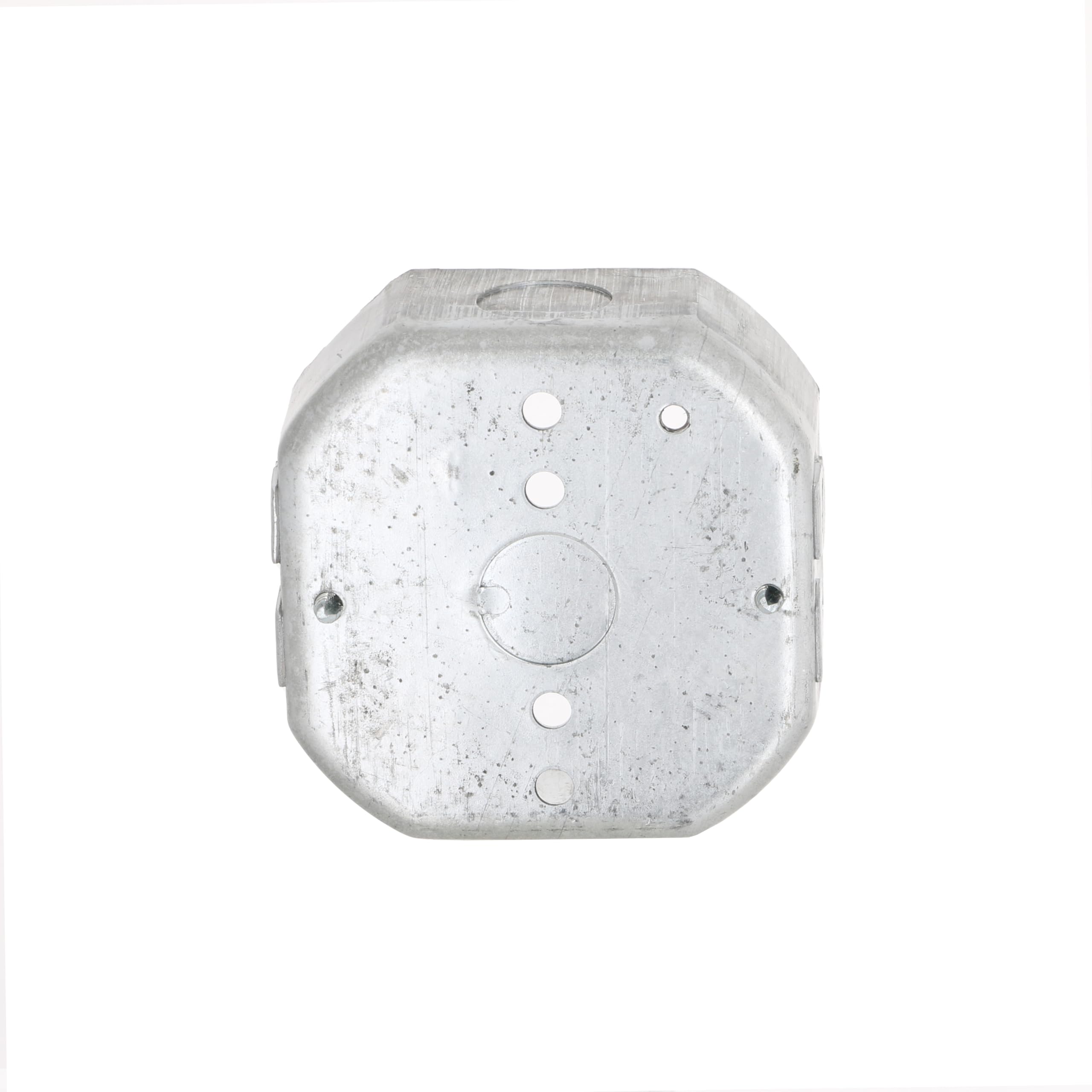 4 in. Octagon Box, Drawn, 1-1/2 in. Deep, Three 1/2 in. KO's & AC/MC/Flex Clamps,Grey - Image 4