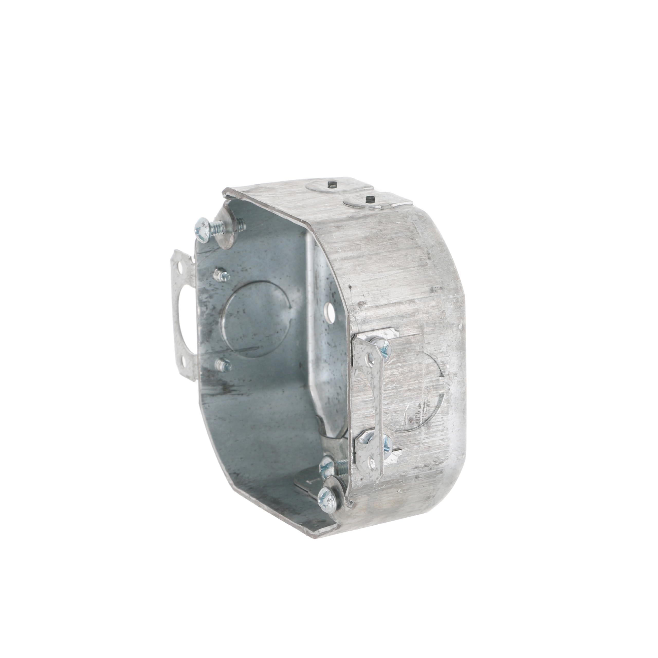 4 in. Octagon Box, Drawn, 1-1/2 in. Deep, Three 1/2 in. KO's & NMSC Clamps, Plaster Ears,Gray - Image 3