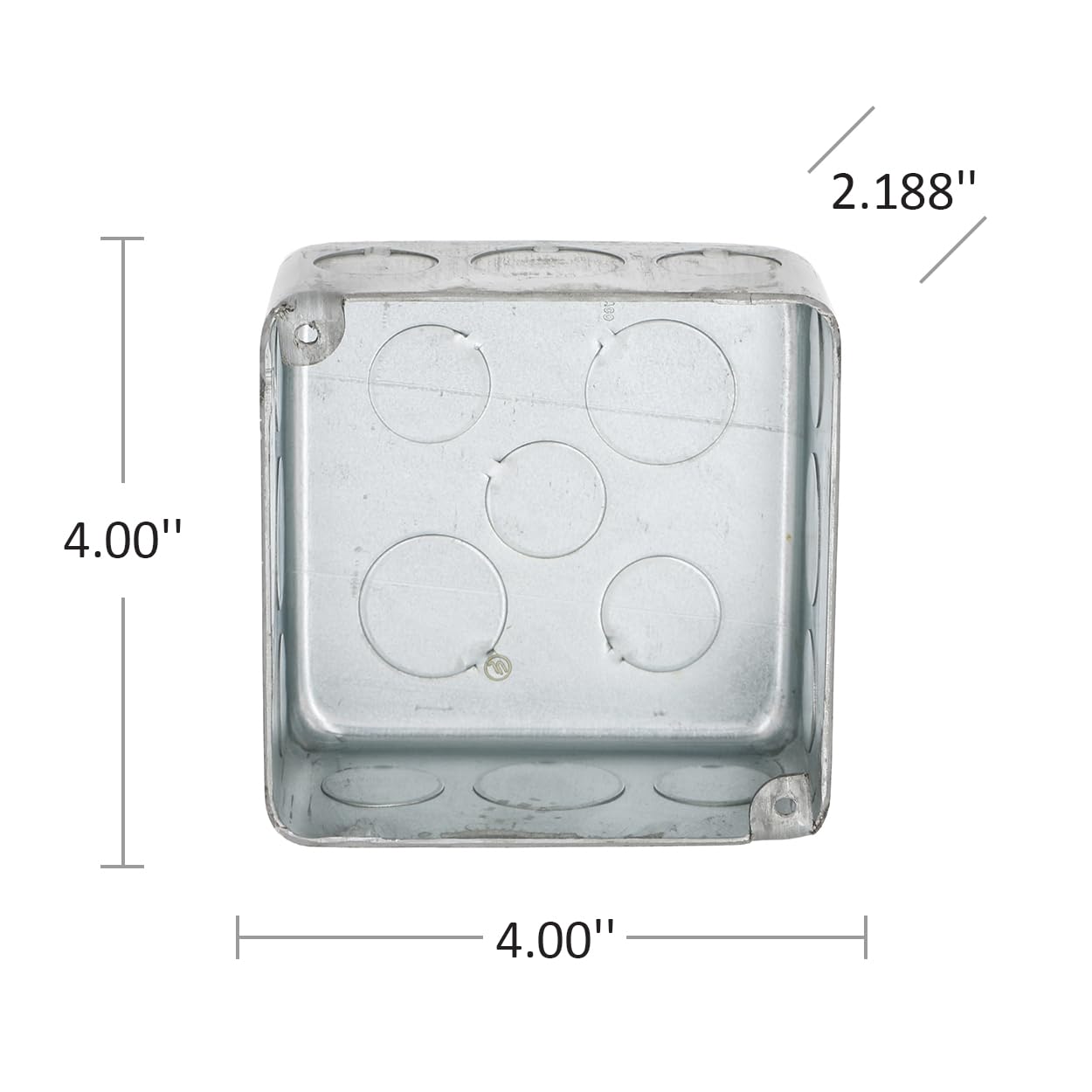 Hubbell-Raco 239 4 in. Square Plenum Box, Eleven 1/2 and Five 3/4 in. Knockouts, Drawn, 2-1/8 in. Deep, Gray - Image 5