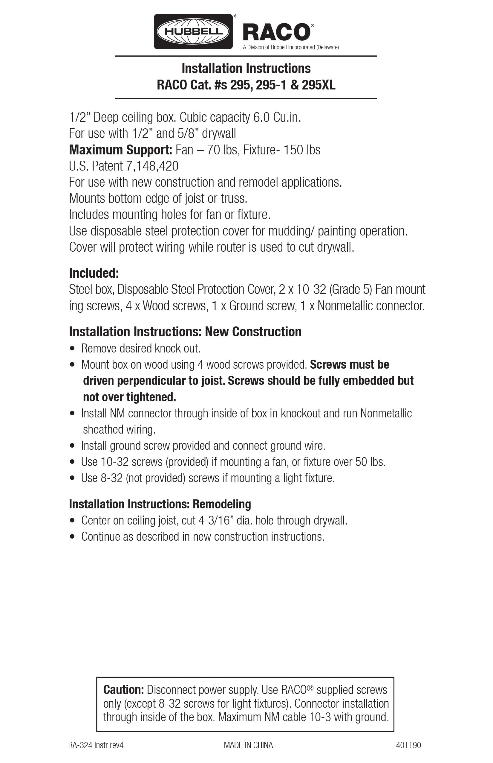 Hubbell-Raco 295 1/2-Inch Deep 1/2-Inch Bottom Knockouts 4-Inch Round Ceiling Fan Support Pan, metal - Image 6