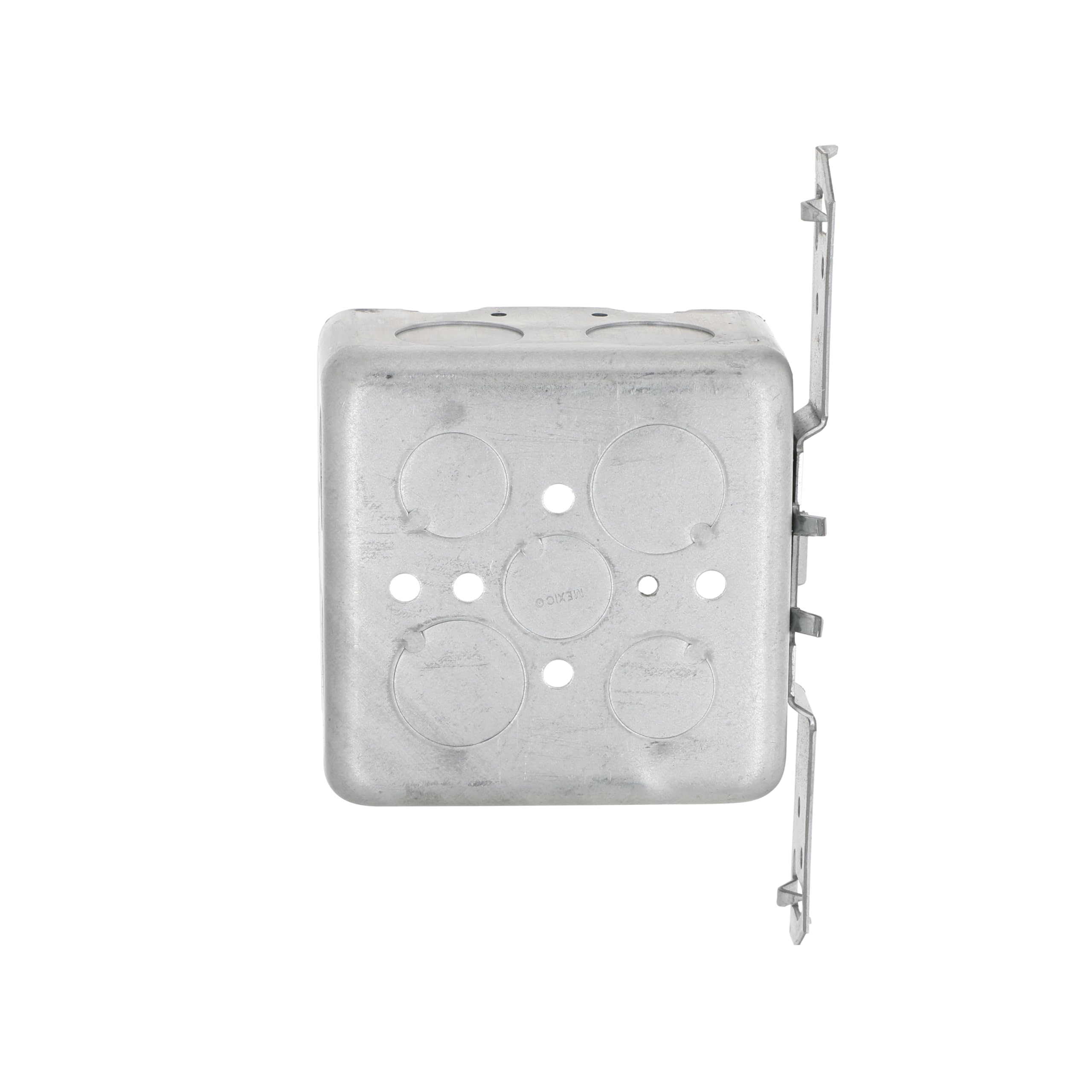 Hubbell Raco 685 2-Device, 2-1/8-Inch Deep, 1/2-Inch and 3/4-Inch Side Knockouts, Wood/Metal Stud Bracket 4-Inch Square Switch Box, Drawn, gray - Image 4