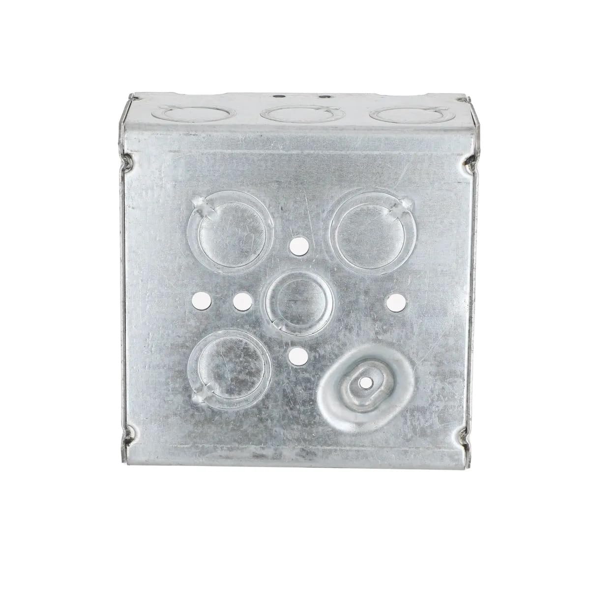 Hubbell-Raco 8257 2-1/8-Inch Deep, 1/2-Inch and 3/4-Inch Side Knockouts Welded 4-11/16-Inch Square Box, Steel - Image 3