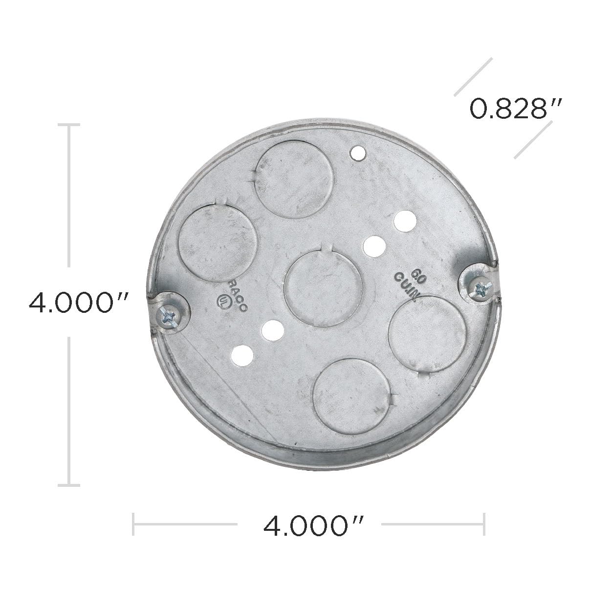 Hubbell-Raco 8293 1/2-Inch Deep, 1/2-Inch Bottom Knockouts 4-Inch Round Ceiling Pan Gray - Image 5