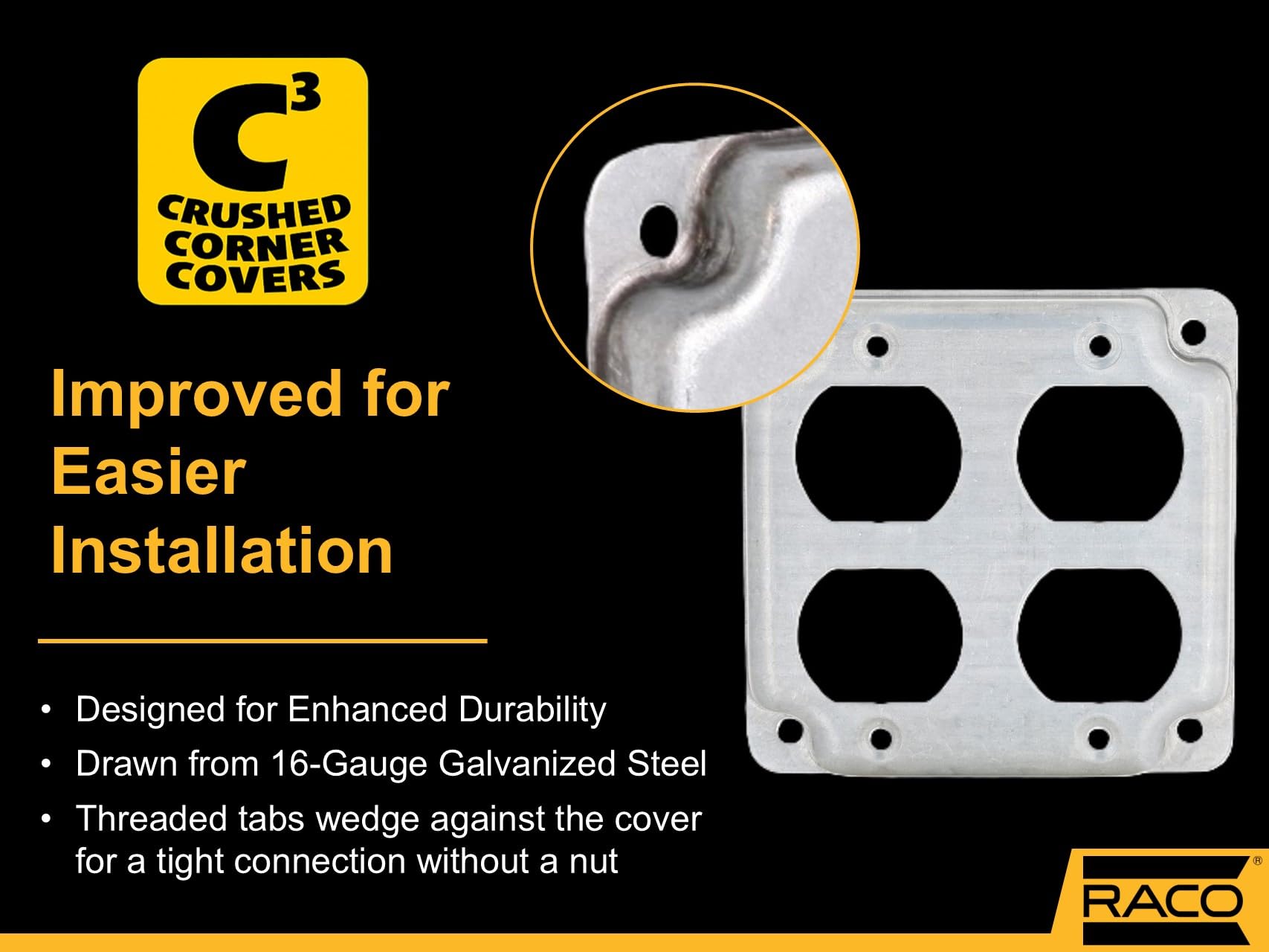 Hubbell-Raco 907C 2 Duplex Receptacles 4-Inch Square Exposed Work Cover, Gray - Image 6