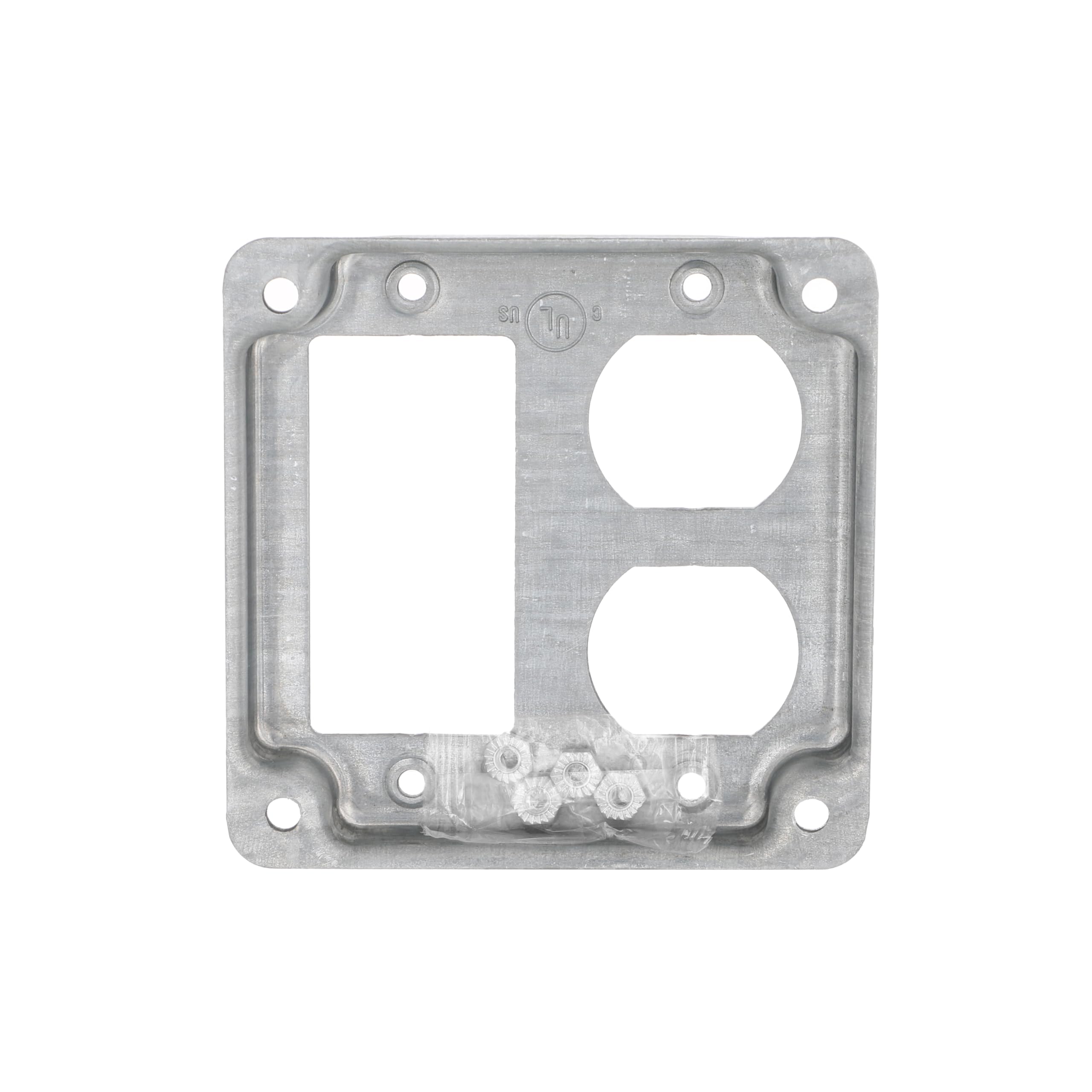 Hubbell-Raco 915C 1 GFCI and 1 Duplex Receptacle 4-Inch Square Exposed Work Cover - Image 4