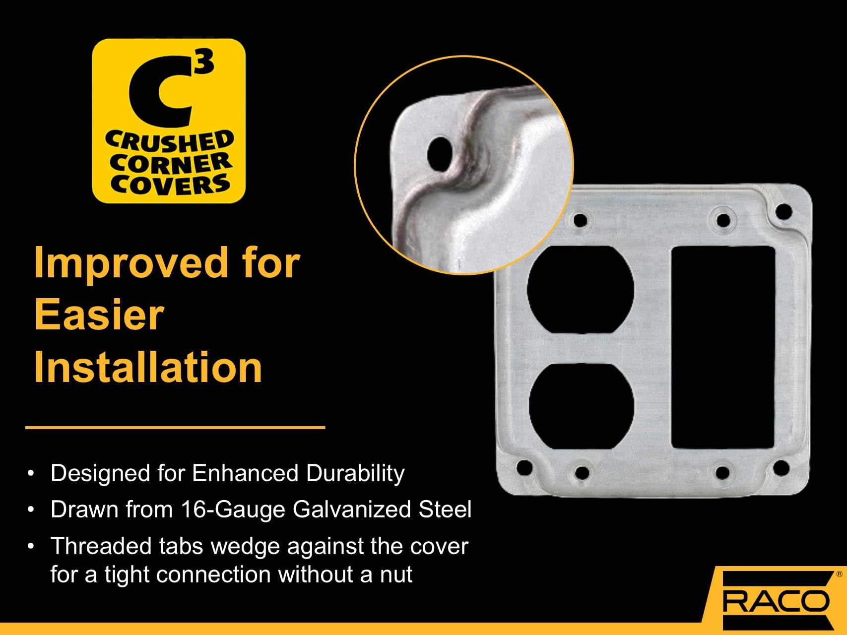 Hubbell-Raco 915C 1 GFCI and 1 Duplex Receptacle 4-Inch Square Exposed Work Cover - Image 5