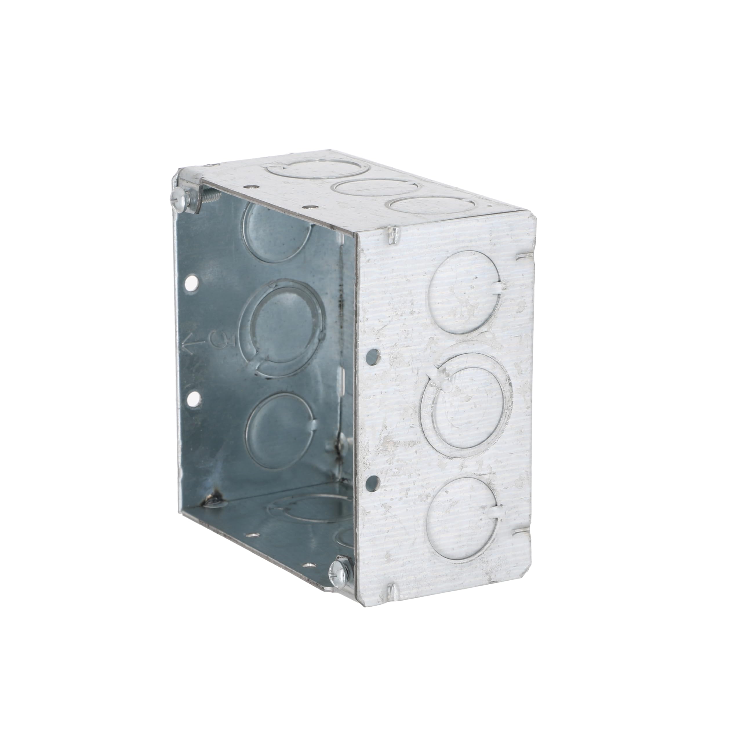 RACO 232 4 in. Square Electrical Box, 2-1/8-Inch Deep, 1/2-in. and 3/4-in. Side Knockouts, Welded, Gray, 25-Pack - Image 3