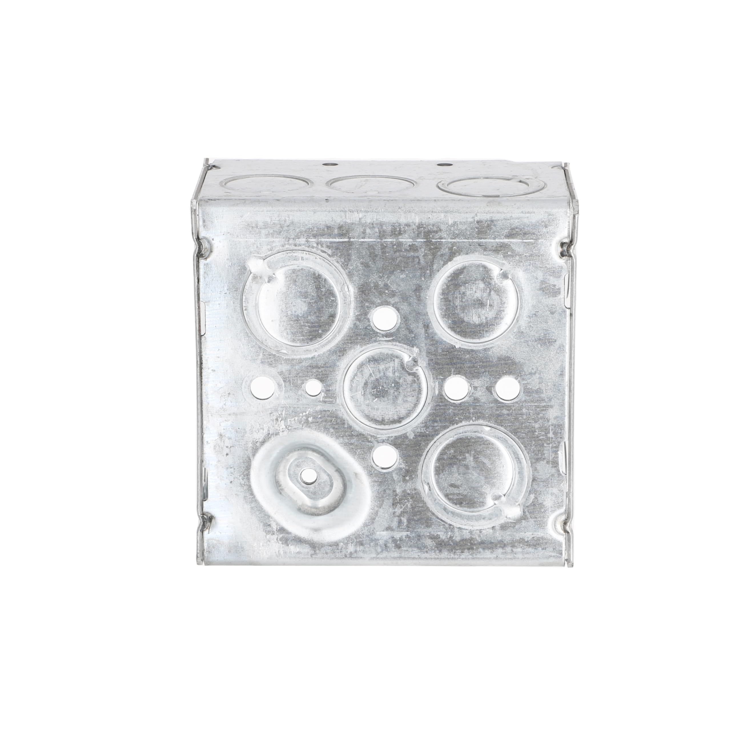 RACO 232 4 in. Square Electrical Box, 2-1/8-Inch Deep, 1/2-in. and 3/4-in. Side Knockouts, Welded, Gray, 25-Pack - Image 4