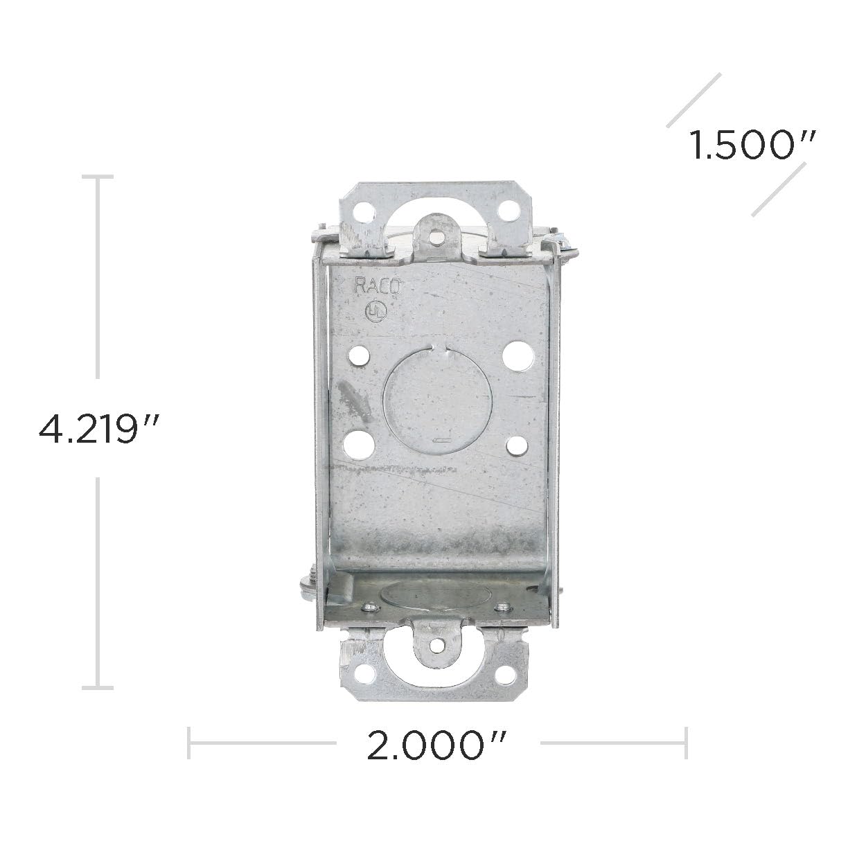 Raco 400 Switch Box, Gangable, 3" x 2", 1-1/2" Deep, Three 1/2" KO"s & Plaster Ears, Gray - Image 5