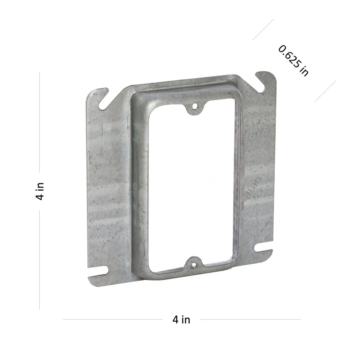 RACO 768 4-in. Square Mud-Ring Cover for 1 Device, 5/8-in. Raised, Gray, 50-Pack - Image 3