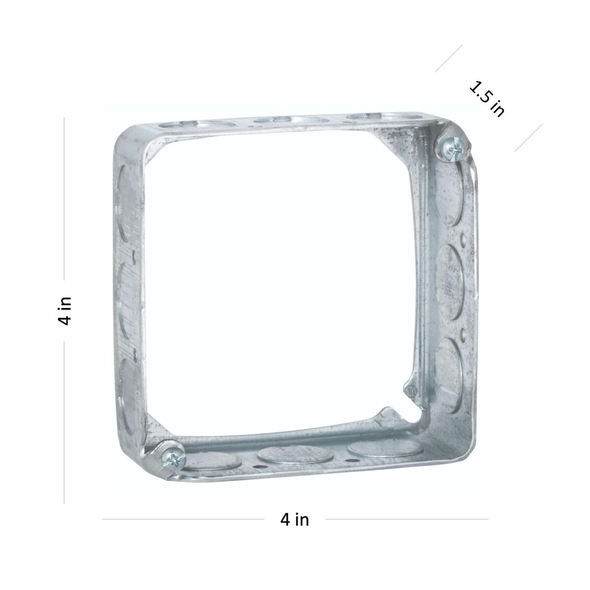 Raco 8201 Square Extension Ring, Drawn, 4", 1-1/2" Deep with Twelve 1/2" KO"s, Gray - Image 5