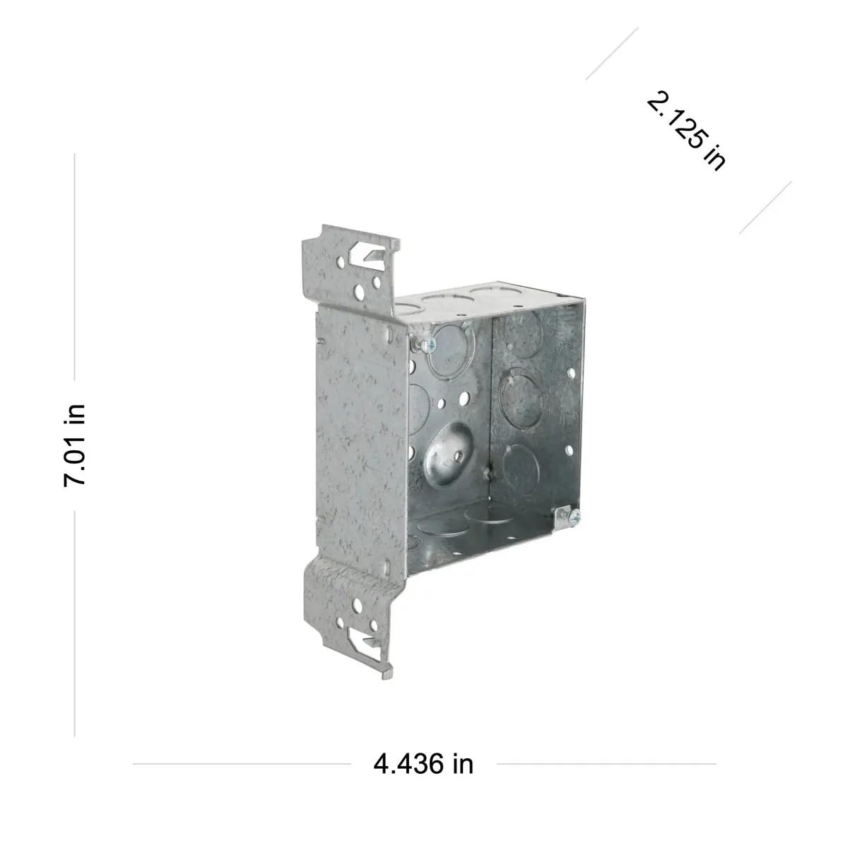 RACO 8235 2-1/8-Inch Deep, Eight 1/2-Inch Side Knockouts and 5 TKO Knockouts, Wood/Metal Stud Bracket, Welded 4-Inch Square Box, Flush, Gray - Image 5